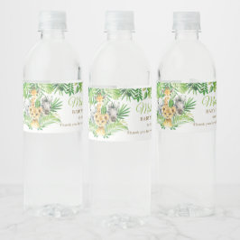 Jungle Animal Safari Greenery Lion Baby Shower Wasserflaschenetikett