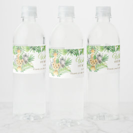 Jungle Animal Safari Greenery Lion Birthday Party Wasserflaschenetikett