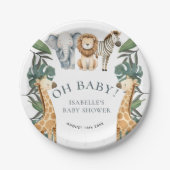 Jungle Animal Safari Grüne Babydusche Pappteller (Vorderseite)