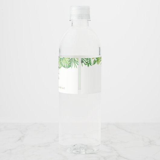 Jungle Animal Safari Grüne Babydusche trinken Wasserflaschenetikett (Rückseite)