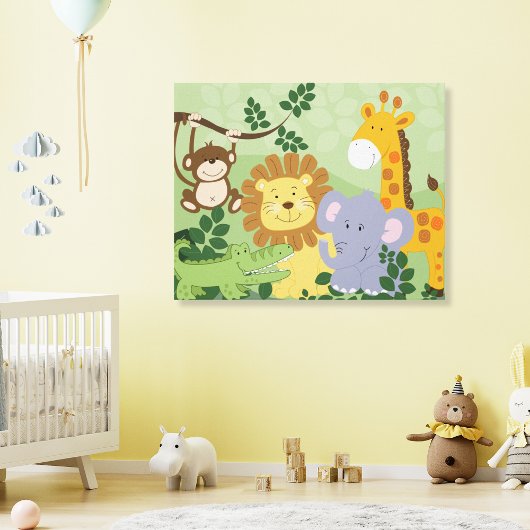 Jungle Animal Safari Kinderzimmer Art Leinwand 16x