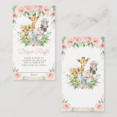 Jungle Animal Safari Pink Floral Diaper Raffle Begleitkarte (Vorne/Hinten)