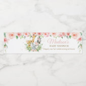 Jungle Animal Safari Pink Floral Girl Babydusche Wasserflaschenetikett (Einzelnes Label)