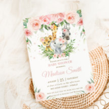 Jungle Animal Safari Rosa Blush Bloral Baby Dusche