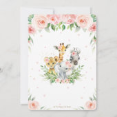 Jungle Animal Safari Rosa Blush Bloral Sip und See Einladung (Rückseite)