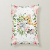 Jungle Animal Safari Rosa Girl Kinderzimmer Room Dekokissen (Vorderseite(Vertikal))