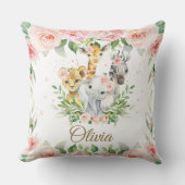 Jungle Animal Safari Rosa Girl Kinderzimmer Room Kissen (Vorderseite)