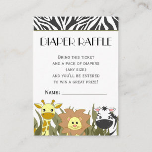 Jungle Animal Theme Diaper Raffle Ticket Begleitkarte