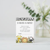 Jungle Animal Theme Diaper Raffle Ticket Begleitkarte (Stehend Vorderseite)