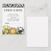 Jungle Animal Theme Diaper Raffle Ticket Begleitkarte (Vorne/Hinten)