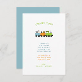 JUNGLE ANIMAL TRAIN Babydusche Vielen Dank Dankeskarte