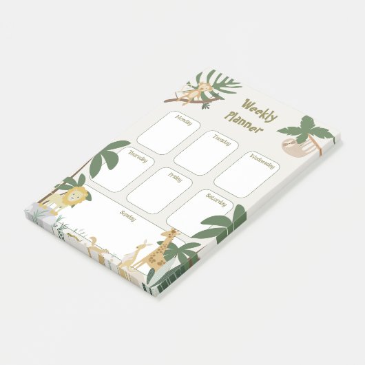 Jungle Animal Weekly Planner Post-it Klebezettel (angewinkelt)