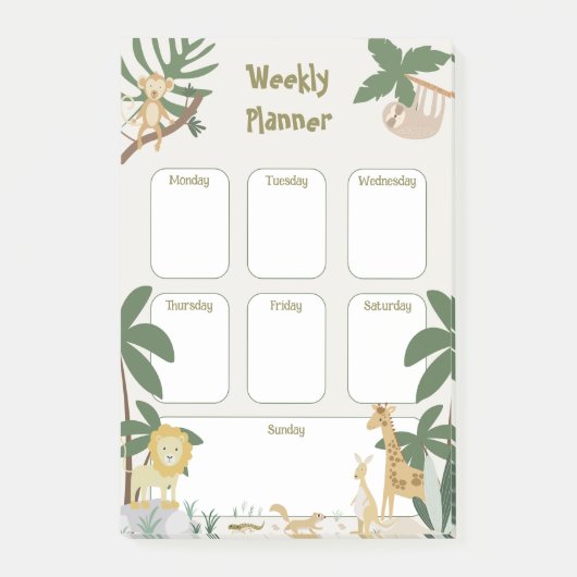 Jungle Animal Weekly Planner Post-it Klebezettel (Vorderseite)