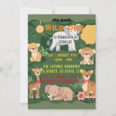 Jungle Animal Wild Ein Junge 1. Geburtstag Einladung (Vorderseite)