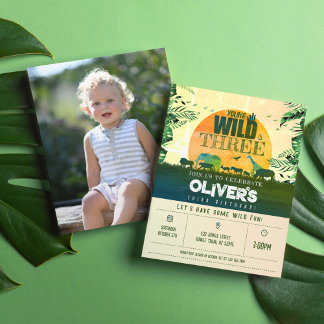 Jungle Animal Young Wild & 3 Foto billig Geburtsta