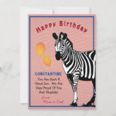 Jungle Animal Zebra Happy Birthday Card (Vorderseite)