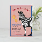 Jungle Animal Zebra Happy Birthday Card (Stehend Vorderseite)