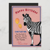 Jungle Animal Zebra Happy Birthday Card (Vorne/Hinten)
