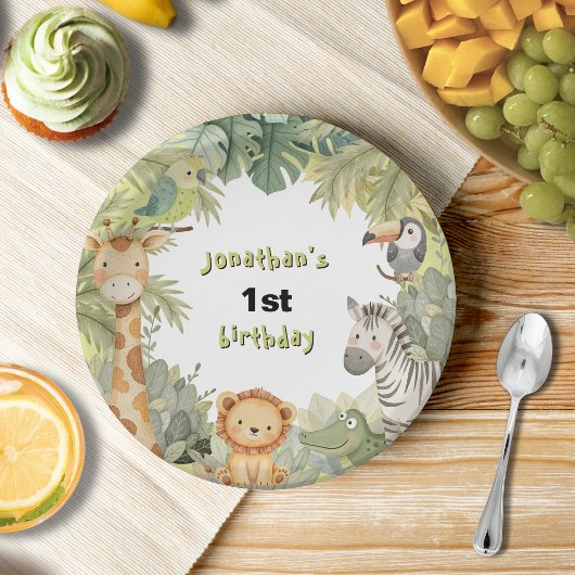 Jungle Animals 1. Geburtstag Party Paper Teller