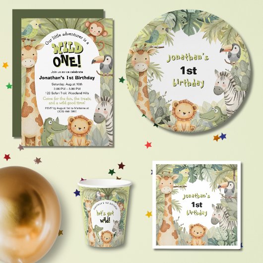 Jungle Animals 1. Geburtstag Party Pappbecher