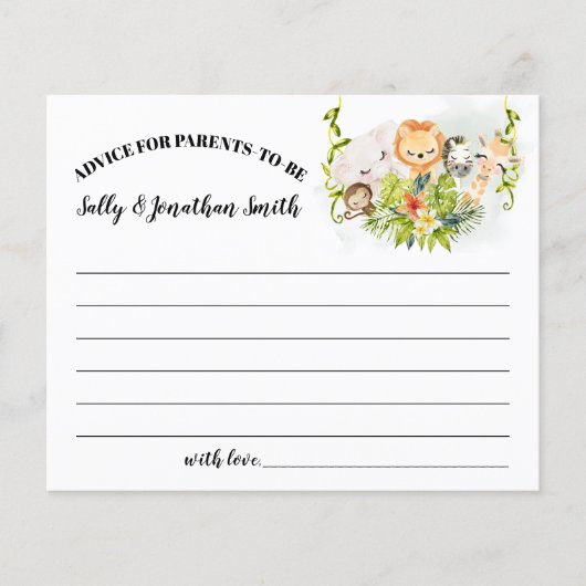 Jungle Animals Advice for Parents to be card Flyer (Vorne)