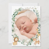Jungle Animals Baby Birth Stats Foto Ankündigung (Rückseite)