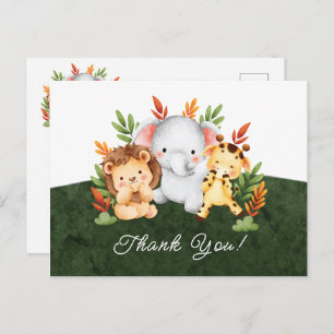 Jungle Animals Baby Dusche Danke Postcard Postkarte