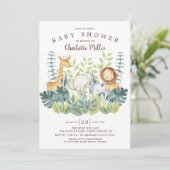 Jungle Animals Baby Dusche Einladung (Stehend Vorderseite)