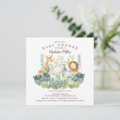 Jungle Animals Baby Dusche Einladung (Stehend Vorderseite)
