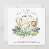 Jungle Animals Baby Dusche Einladung (Vorderseite)
