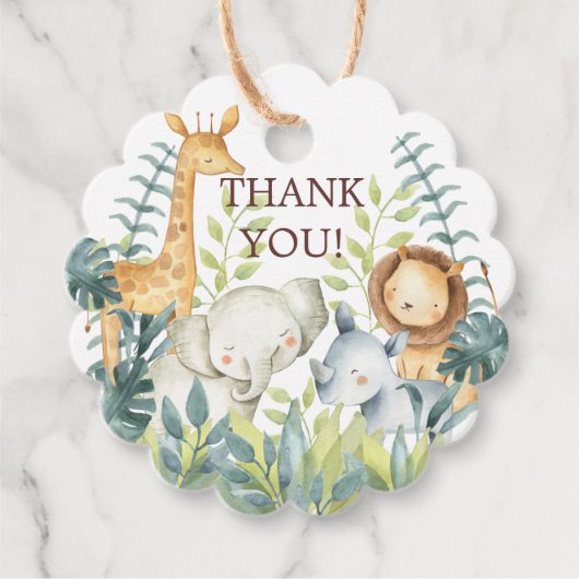 Jungle Animals Baby Dusche Gefallen Tag Geschenkanhänger (Vorderseite)