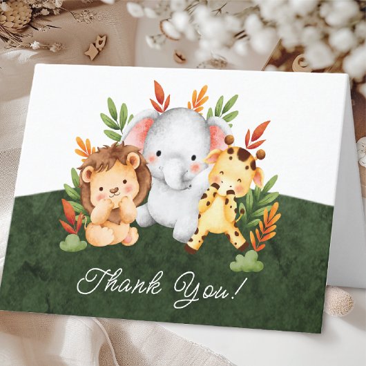 Jungle Animals Baby Dusche Vielen Dank Dankeskarte