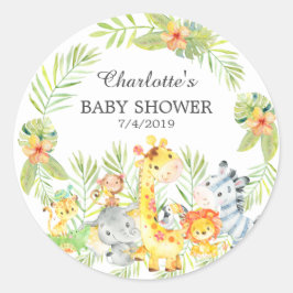 Jungle Animals Baby Dusche Vielen Dank Runder Aufkleber