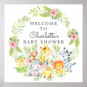 Jungle Animals Baby Dusche Willkommen Poster (Vorne)