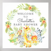 Jungle Animals Baby Dusche Willkommen Poster (Vorne)