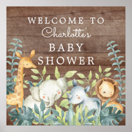 Jungle Animals Baby Dusche Willkommen Poster