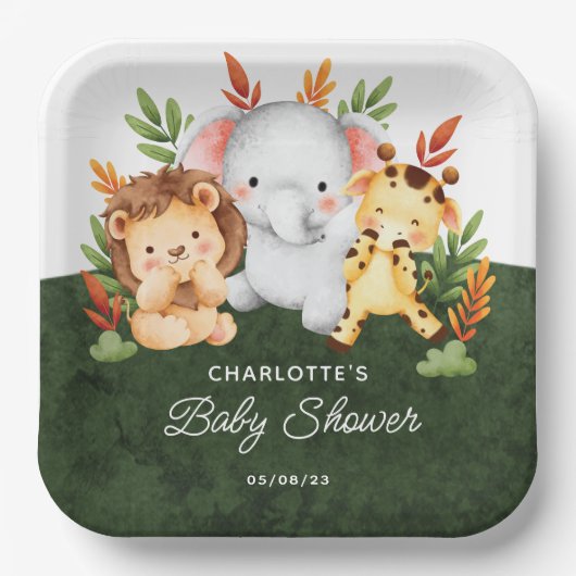 Jungle Animals Baby Duschpapier Teller (Vorderseite)