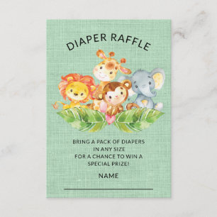 Jungle Animals Baby Showdiaper Raffle Ticket Einladung