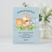 Jungle Animals Baby Showdiaper Raffle Ticket Einladung (Stehend Vorderseite)