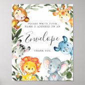 Jungle Animals Baby Shower Address Envelope Zeiche Poster (Vorne)