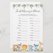 Jungle Animals Baby Shower beenden Mommy's Phrase (Vorne/Hinten)