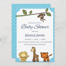 Jungle Animals Baby Shower Einladung