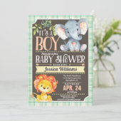 Jungle Animals Baby Shower Einladung Boy (Stehend Vorderseite)