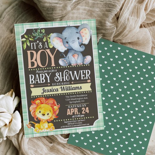 Jungle Animals Baby Shower Einladung Boy
