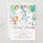 Jungle Animals Baby Shower Einladung, Junge oder M Einladung (Vorderseite)