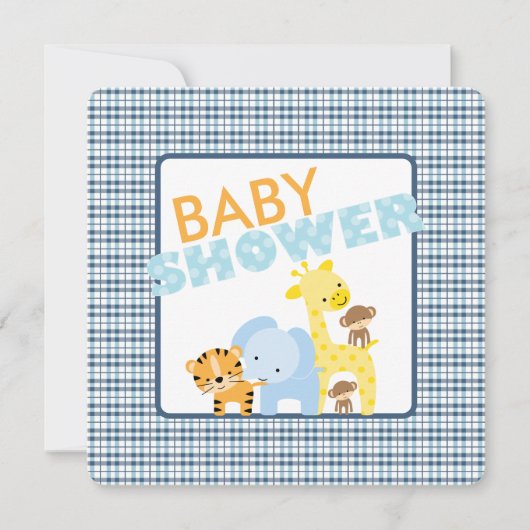 Jungle Animals Baby Shower Einladungen (Vorderseite)