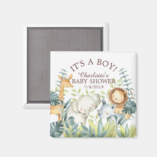 Jungle Animals Baby Shower Fevor Magnet (Vorderseite/Rückseite)