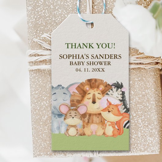 Jungle animals Baby shower Geschenkanhänger
