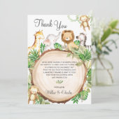 Jungle Animals Baby Shower Greenery Safari Boy Dankeskarte (Stehend Vorderseite)