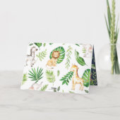 Jungle Animals Baby Shower Greenery Safari Boy Dankeskarte (Rückseite)